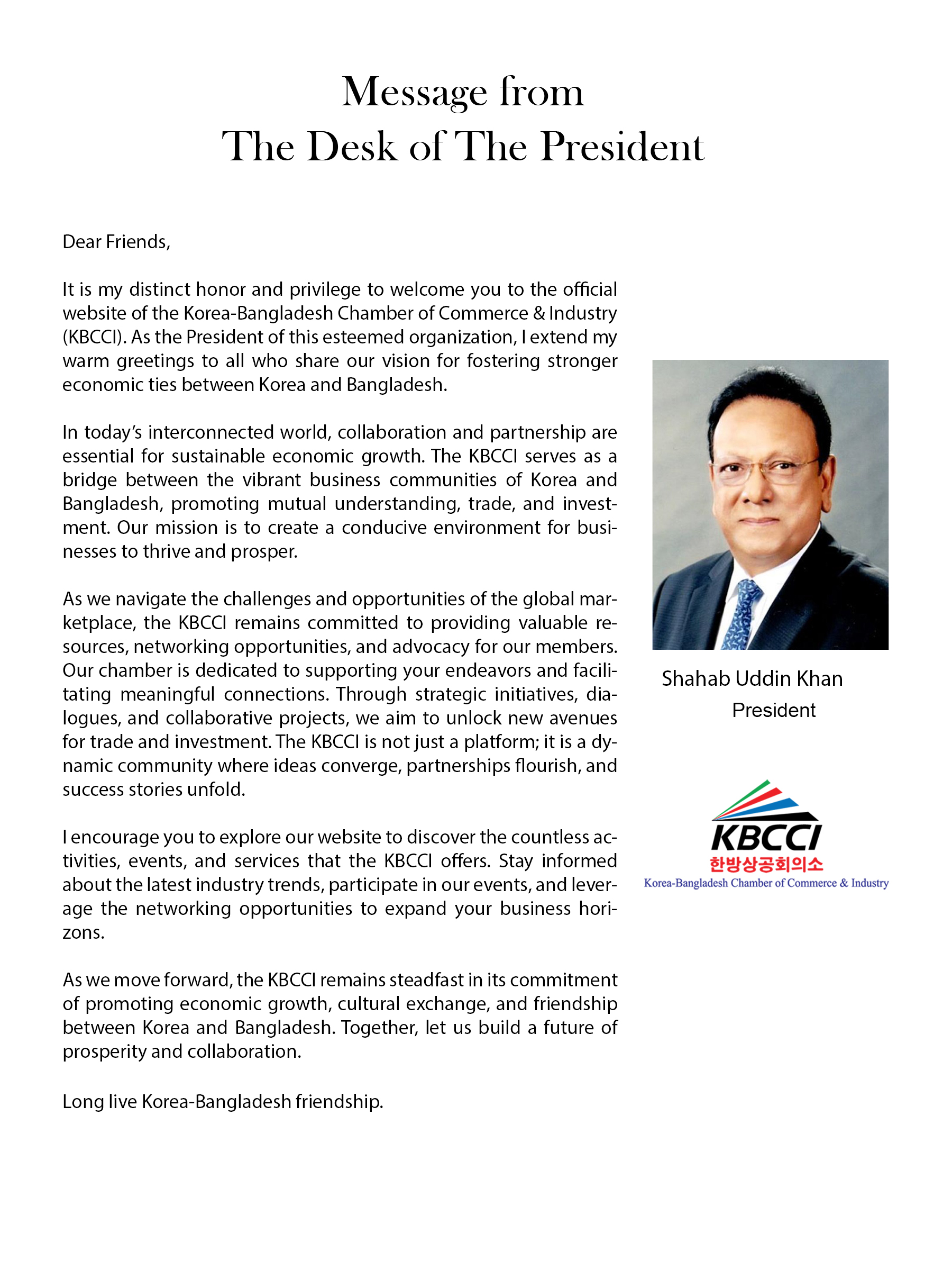 Message From The President Kbcci Message From The President Kbcci